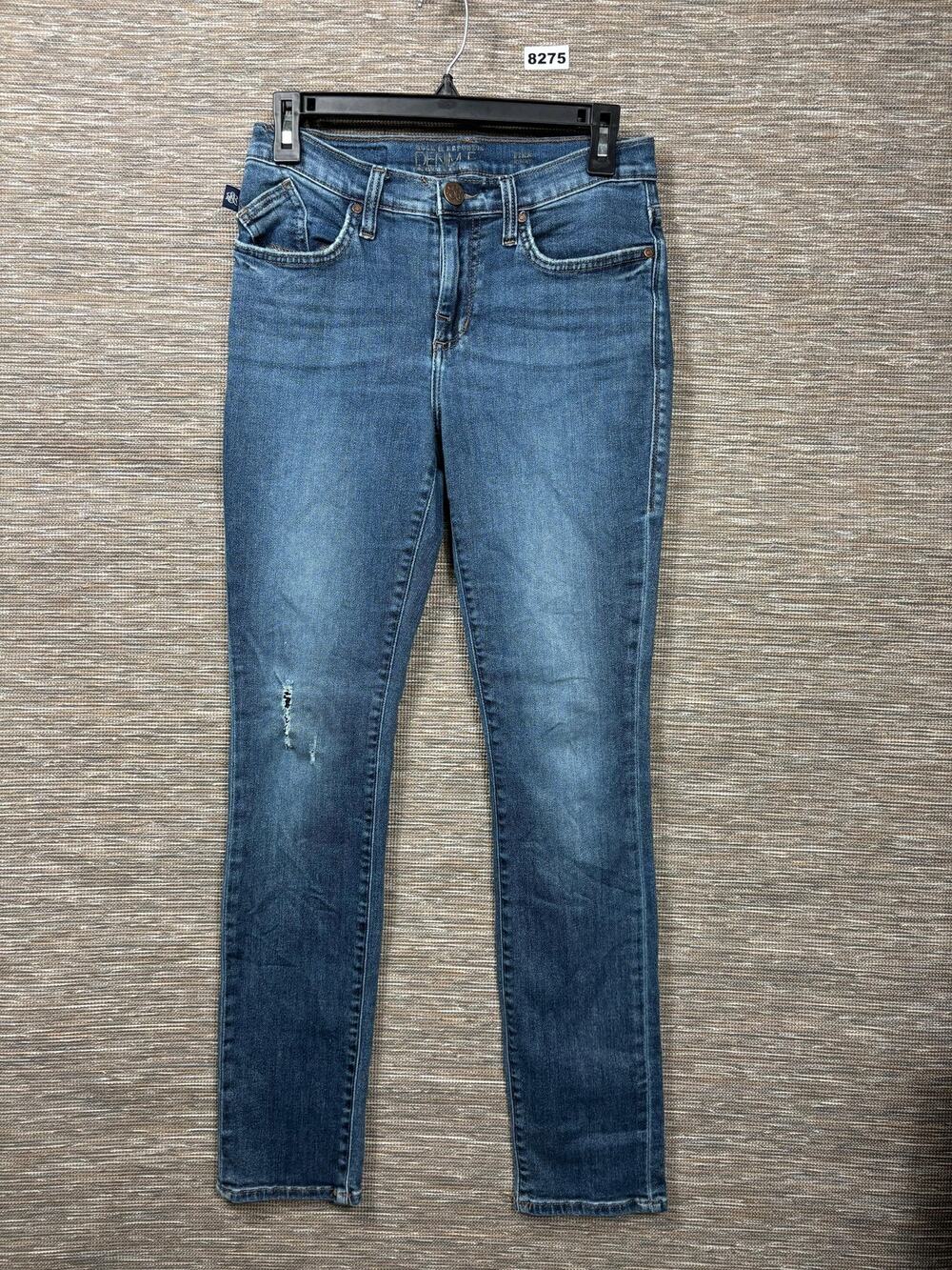 Rock & Republic Jeans Womens Sz 8 Blue Mid Rise Skinny Distressed Stretch Denim